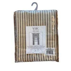 VHC sawyer mill charcoal ticking stripe 84x40 curtain panels